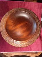 Houten broodschaal met inscriptie diameter 34.5 cm, Antiek en Kunst, Ophalen of Verzenden