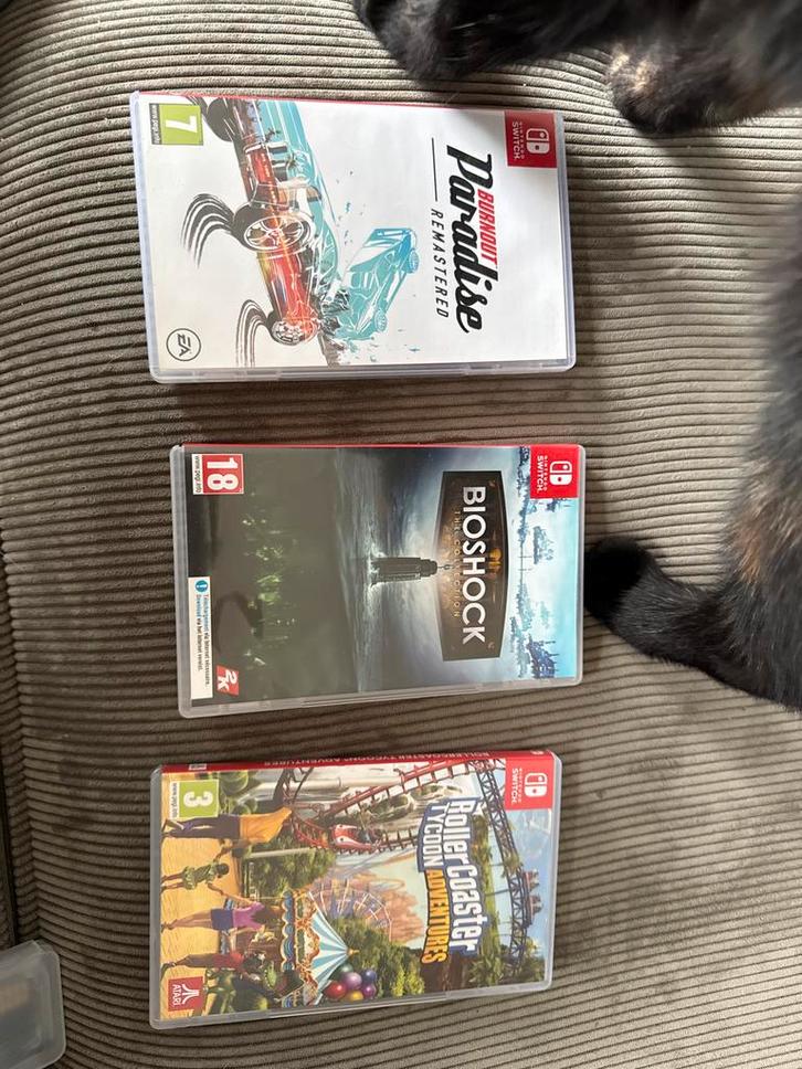 Switch Spellen: Burnout, Bioshock, Rollercoaster Tycoon, Spelcomputers en Games, Games | Overige, Gebruikt, Racen en Vliegen, 1 speler