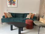 Groene velvet driezits bank, Ophalen, Gebruikt, Driepersoons, 75 tot 100 cm