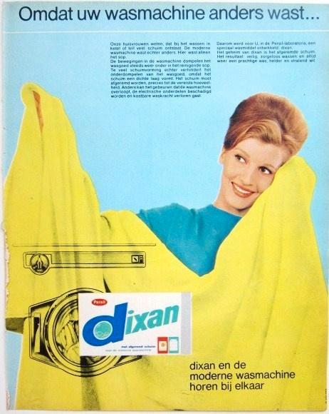4 vintage advertenties reclames Dixan wasmiddel 1963, Verzamelen, Merken en Reclamevoorwerpen, Gebruikt, Overige typen, Ophalen of Verzenden