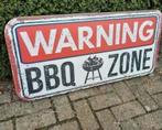 Groot Reclamebord Warning Barbeque Zone 100x50, Ophalen of Verzenden, Nieuw, Reclamebord