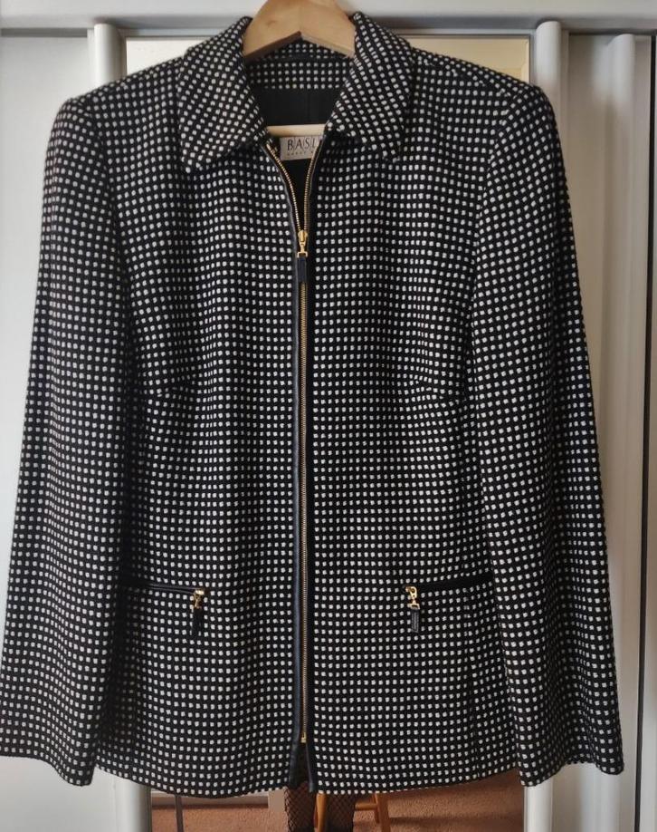 Zwart/wit wolblend jasje Basler – valt als 38/40, Kleding | Dames, Jasjes, Kostuums en Pakken, Zo goed als nieuw, Jasje, Maat 38/40 (M)