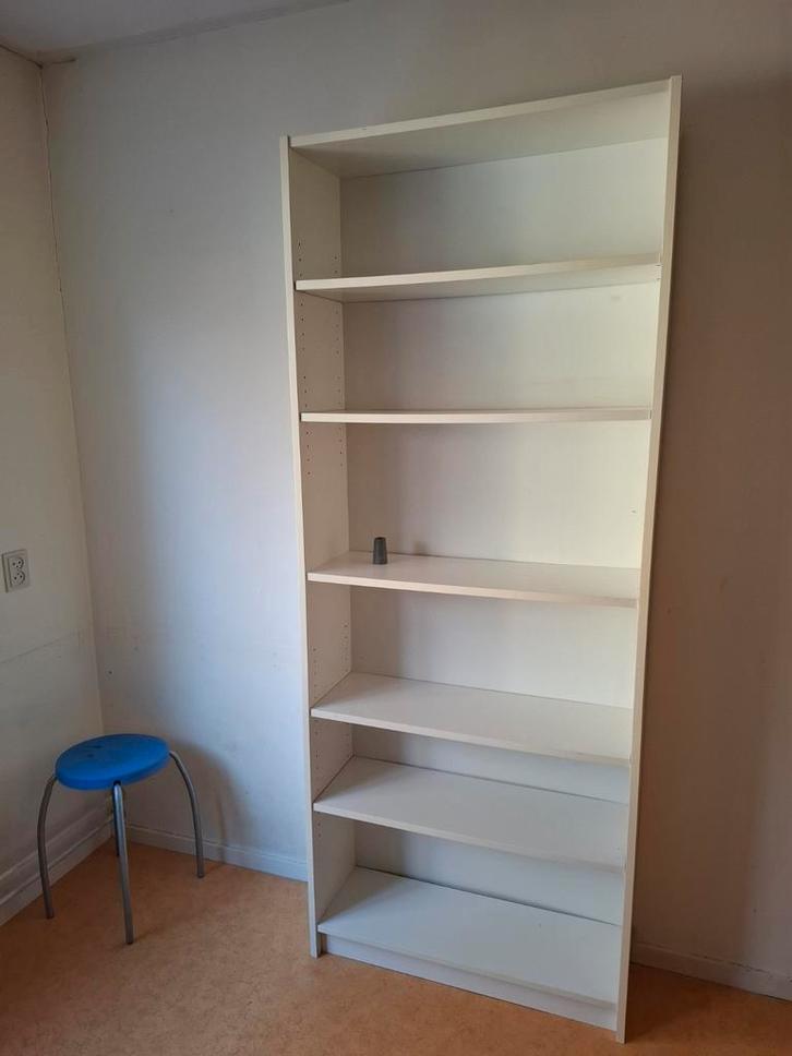Witte IKEA (Billy) boekenkast met planken, Huis en Inrichting, Kasten | Boekenkasten, Gebruikt, 50 tot 100 cm, 200 cm of meer