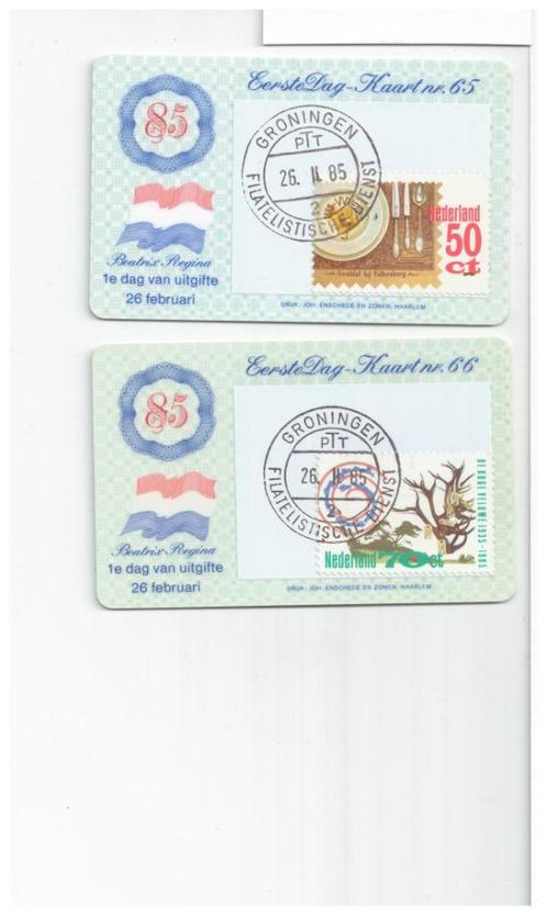 Nederland eerste dag kaartjes nr 65/66 scan 00273, Postzegels en Munten, Postzegels | Nederland, Gestempeld, Na 1940, Verzenden