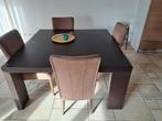Vierkante eettafel met 4 stoelen, Ophalen, Gebruikt, Vierkant, 50 tot 100 cm