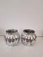 2 x kandelaar /kaarsenstandaard /waxinehouder -zilverkleurig, Overige materialen, Overige kleuren, Ophalen of Verzenden, Zo goed als nieuw