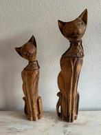 Houten Poes Beelden Set, Antiek en Kunst, Kunst | Beelden en Houtsnijwerken, Ophalen of Verzenden