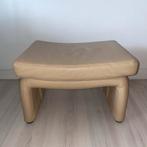 Beige leren hokker, Huis en Inrichting, Ophalen, Zo goed als nieuw, Rechthoekig