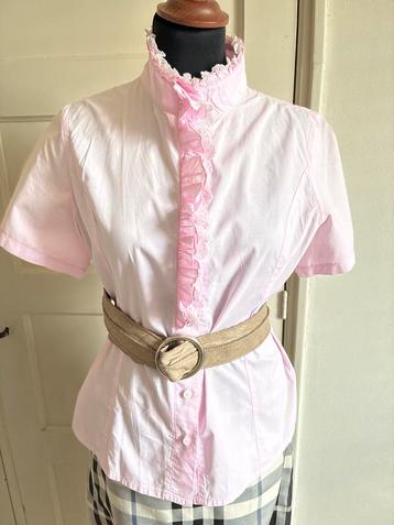 Roze blouse met kanten details maat 38 beschikbaar voor biedingen