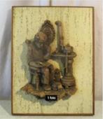 Mooi Wandbeeld - Man bij de Stoof' - 41x31, Antiek en Kunst, Ophalen of Verzenden