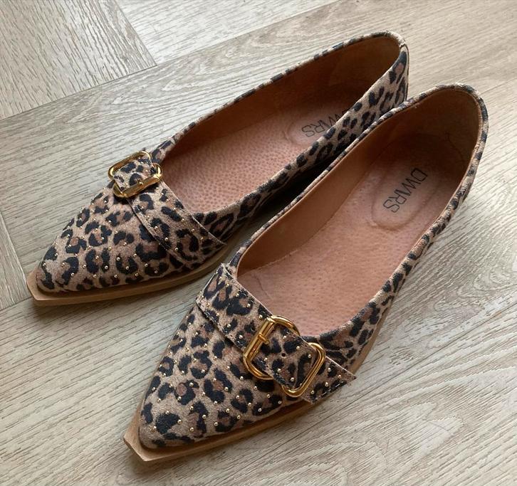 Dwrs stoere Panter Loafers Maat 40, Kleding | Dames, Schoenen, Zo goed als nieuw, Instappers, Bruin, Verzenden