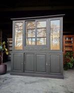 Grote zwarte buffetkast | Teakhouten vitrinekast #2580