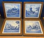 Delfts Blauw Tegels Seizoenen in Houten Lijst (4 stuks), Ophalen of Verzenden
