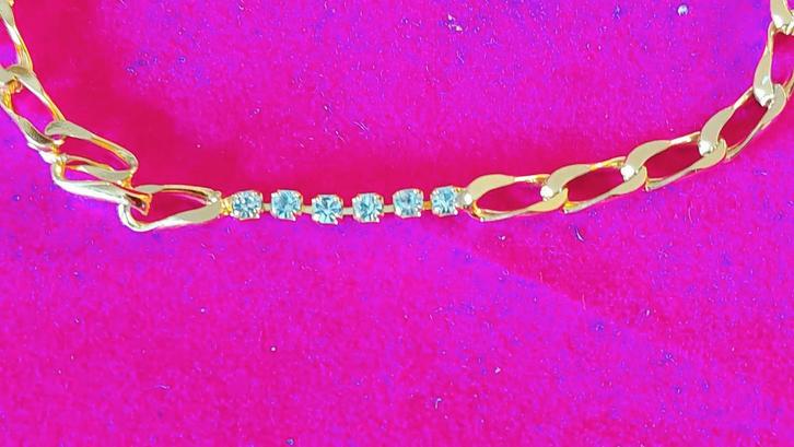 Kadotip en in de sale!  Doublé Armband met Steentjes  20.5cm, Sieraden, Tassen en Uiterlijk, Armbanden, Nieuw, Overige materialen