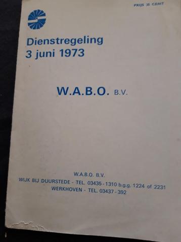 W.A.B.O. 	 WABO busdiensten - dienstregeling 3 juni 1973 beschikbaar voor biedingen