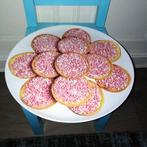 Beschuit roze muisjes schaal - kunststof zie omschrijving, Ophalen, Gebruikt, Geboortebord