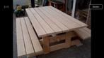 Picknicktafel zwaar eiken handgemaakt, Ophalen, Zo goed als nieuw, Rechthoekig