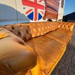 Chesterfield bank cognac kleur leer gratis levering omg Epse, Ophalen, Gebruikt, 200 tot 250 cm, Leer