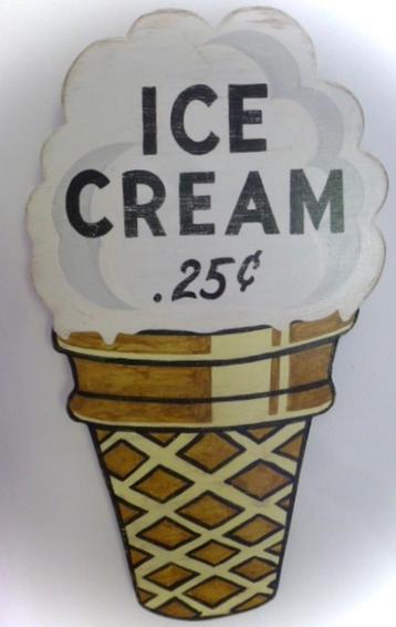 Houten reclamebord / ijssalon / Ice Cream / Ijsje / wanddeco beschikbaar voor biedingen