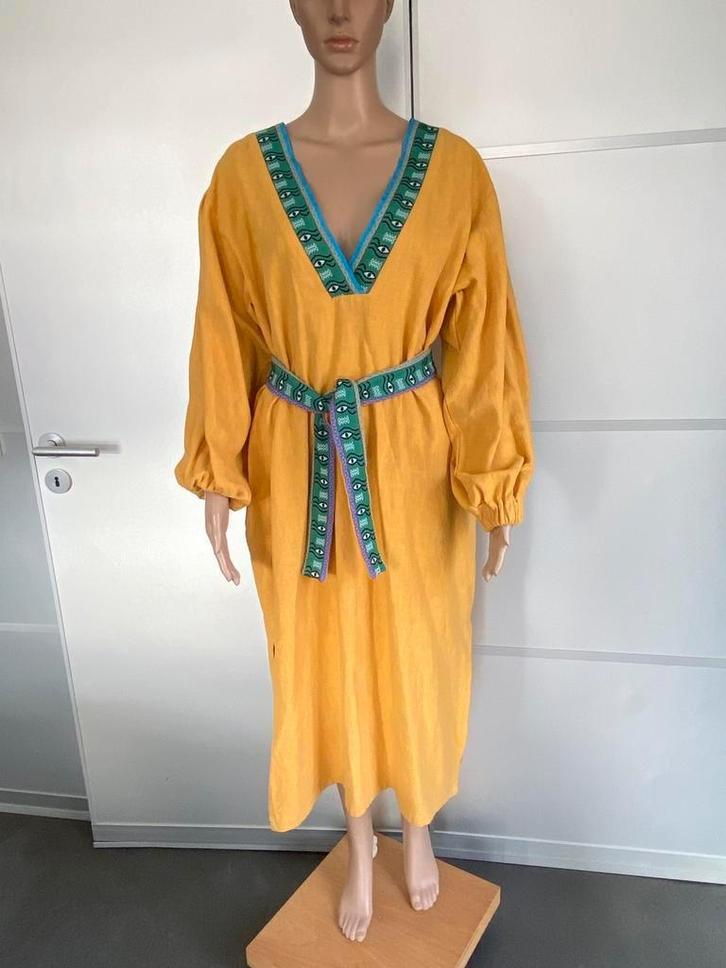 J547 AVDW Antwerp mt S/M/L=36/38/40/42 Designer-maxi-jurk, Kleding | Dames, Jurken, Zo goed als nieuw, Maat 38/40 (M), Geel, Onder de knie