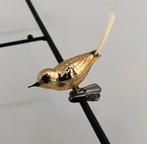 Goudkleurig vintage vogeltje op clip knijper kerstboom glas, Diversen, Kerst, Ophalen, Gebruikt
