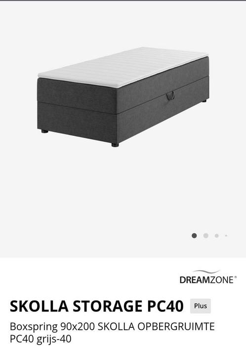 Boxspring 90x200 met opbergruimte - Grijs, Huis en Inrichting, Slaapkamer | Boxsprings, Nieuw, 90 cm, 200 cm, Eenpersoons, Grijs