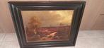 Antiek olieverf schilderij  M. Nordt heide met molens, Antiek en Kunst, Ophalen