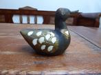vintage houten eendje met hoorn of parelmoer, Antiek en Kunst, Ophalen of Verzenden