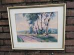 N. H. Vos/F.v.Engelenberg, Zandpad met Berkenbomen. Aquarel., Ophalen, Minder dan 50 cm, Oorspronkelijke maker, Zo goed als nieuw