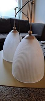 2 sfeervolle matglazen lampen met compleet armatuur, Glas, Zo goed als nieuw, Ophalen