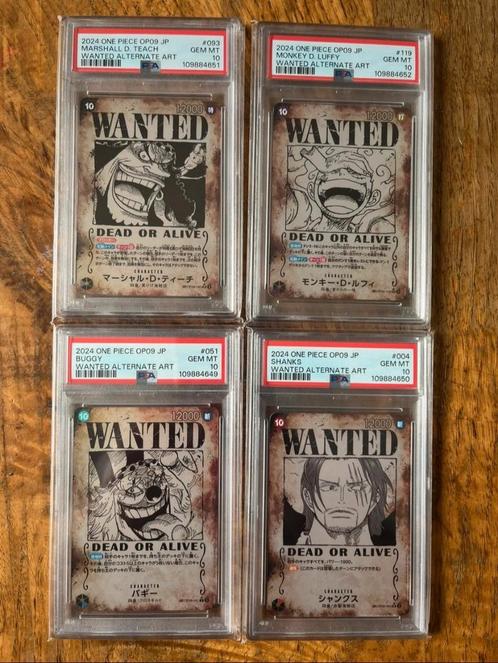 One Piece OP09 PSA 10 Wanted Art Set, Hobby en Vrije tijd, Verzamelkaartspellen | Overige, Nieuw, Meerdere kaarten, Ophalen of Verzenden
