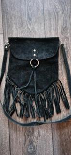 Boho suede tasje met franje., Ophalen of Verzenden, Zo goed als nieuw, Zwart, Schoudertasje