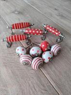 11 porseleinen kastknoppen handgrepen rood wit, Ophalen of Verzenden, Zo goed als nieuw