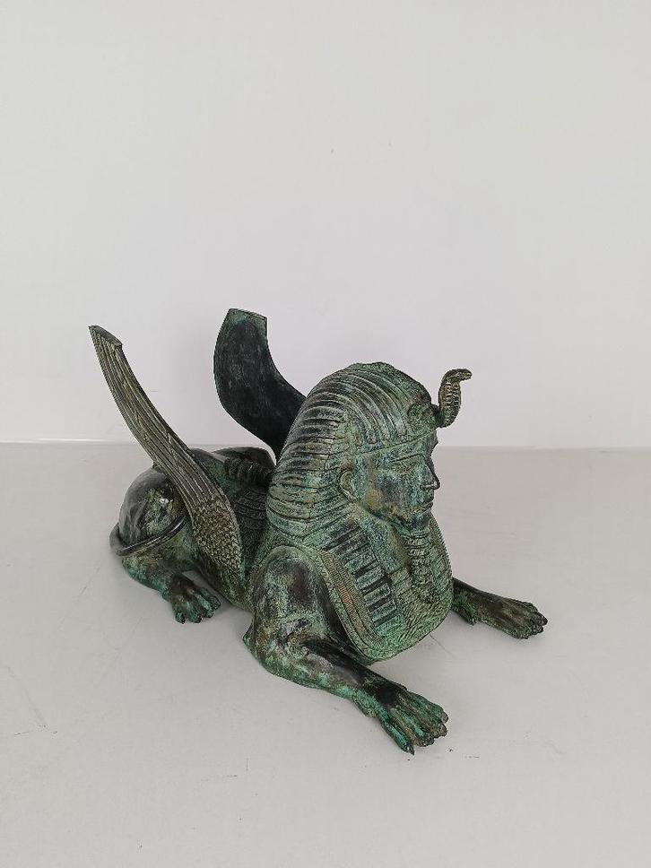 Bronzen Sfinx Tafel met Glazen Bovenblad, Antiek en Kunst, Antiek | Meubels | Tafels, Ophalen