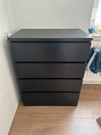 MALM Ladekast met 4 lades, zwartbruin, 80x100 cm, Ophalen, 50 tot 100 cm, Zo goed als nieuw, 3 of 4 laden
