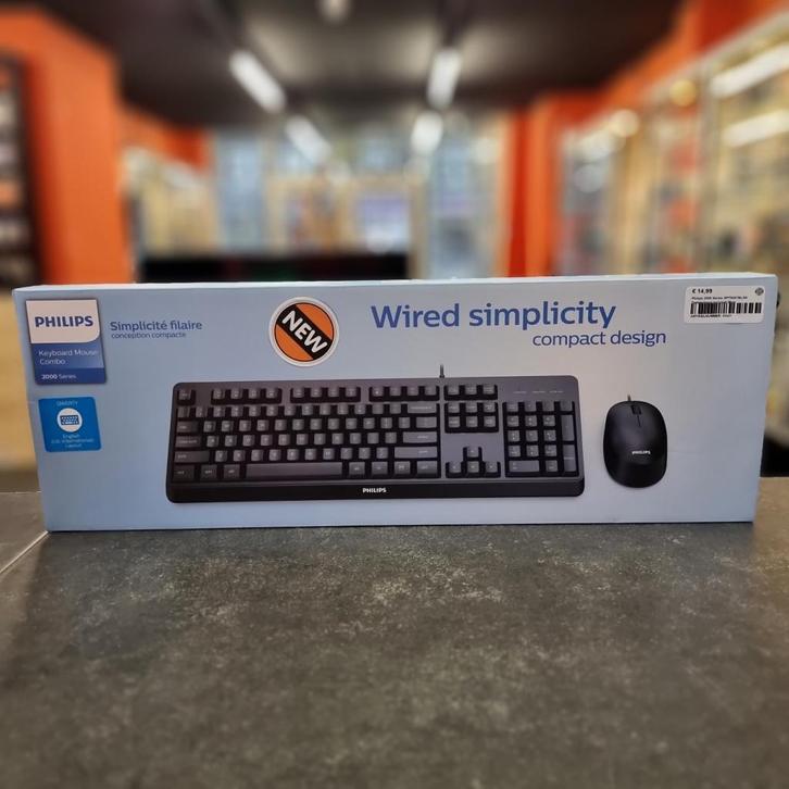 Philips 2000 Series SPT6207BL/00 Toetsenbord Inclusief Muis, Computers en Software, Toetsenborden, Nieuw