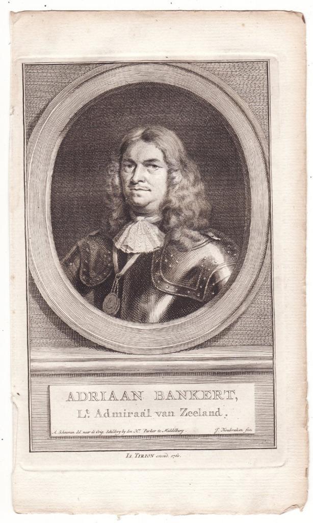 Adriaan Bankert Admiraal van Zeeland Schouman Houbraken, Antiek en Kunst, Kunst | Etsen en Gravures, Verzenden