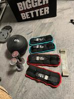 Fitness set gewichten manchetten slam bal  elastiek, Gebruikt, Dumbells, Ophalen of Verzenden, Gewichtej manchetten
