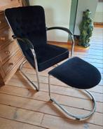 Gispen 412SGE dutch design buisframe fauteuil +hocker, Huis en Inrichting, Ophalen, Zo goed als nieuw, Zwart, Eén