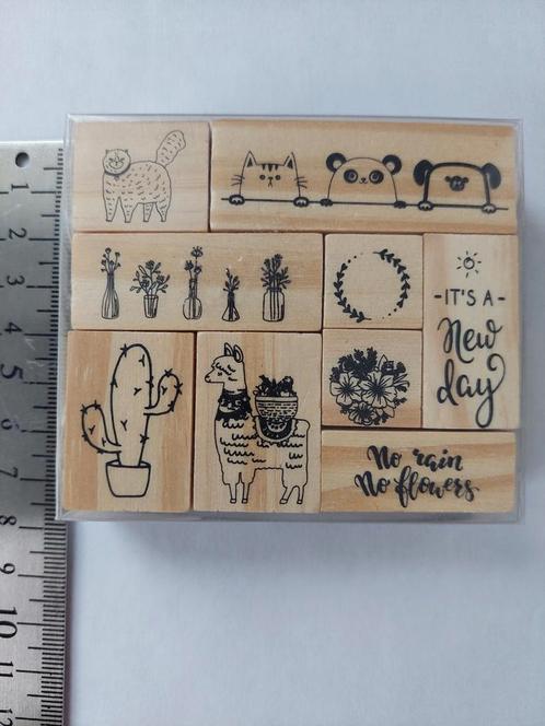 Nieuw houten stempelset No Rain, nog flowers, Hobby en Vrije tijd, Stempelen, Nieuw, Clearstamp, Ophalen