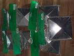 7 roestvrijstalen paalornamenten 12 x 12, Tuin en Terras, Schuttingen, Overige materialen, Minder dan 3 meter, Nieuw, Ophalen of Verzenden