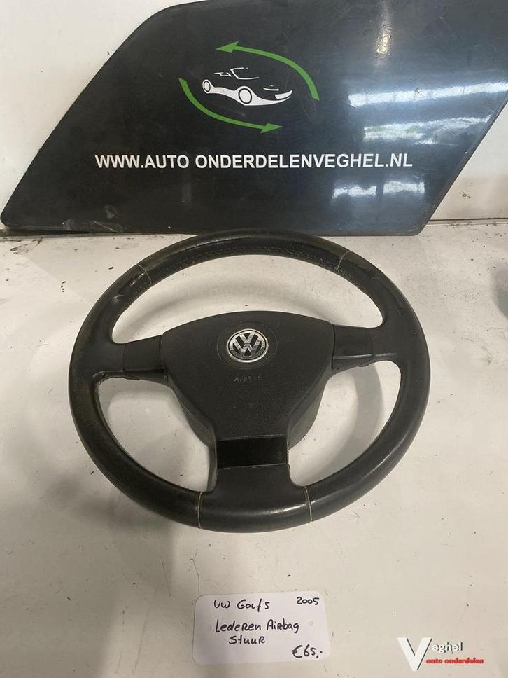 Vw Golf 5 2005   Lederen Stuur met airbag, Auto-onderdelen, Besturing, Gebruikt, Ophalen of Verzenden
