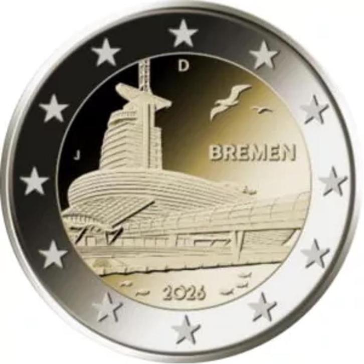 2 euro Duitsland “Bremen’’ AFDGJ UNC 2026, Postzegels en Munten, Munten | Europa | Euromunten, Losse munt, 2 euro, Duitsland, Verzenden
