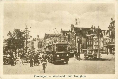 (304-201-041) Groningen Vischmarkt met Trolleybus, Verzamelen, Ansichtkaarten | Nederland, Groningen, Verzenden