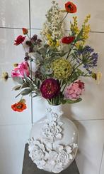 Mooi veldboeket, plukboeket zijden kunstbloemen design vaas, Ophalen of Verzenden, Zo goed als nieuw