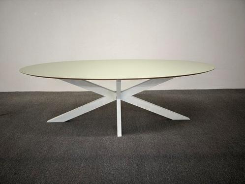 Ovale eettafel linoleum mintgroen 240x100, Huis en Inrichting, Tafels | Eettafels, Zo goed als nieuw, 100 tot 150 cm, 200 cm of meer