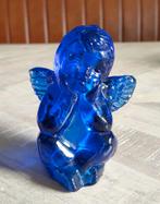 Vintage engel voor kaars kobalt blauw glas, Antiek en Kunst, Ophalen of Verzenden