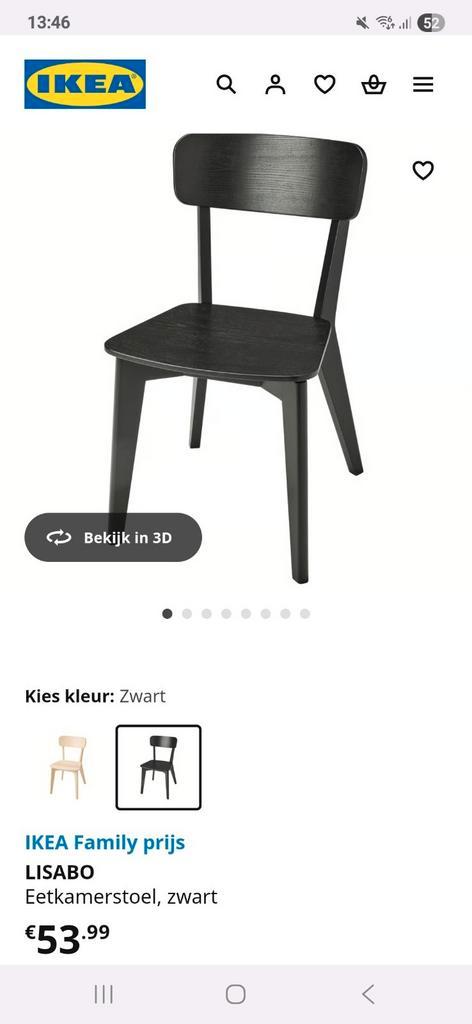 IKEA LISABO ZWART 8x, Huis en Inrichting, Stoelen, Gebruikt, Vijf, Zes of meer stoelen, Hout, Zwart, Ophalen