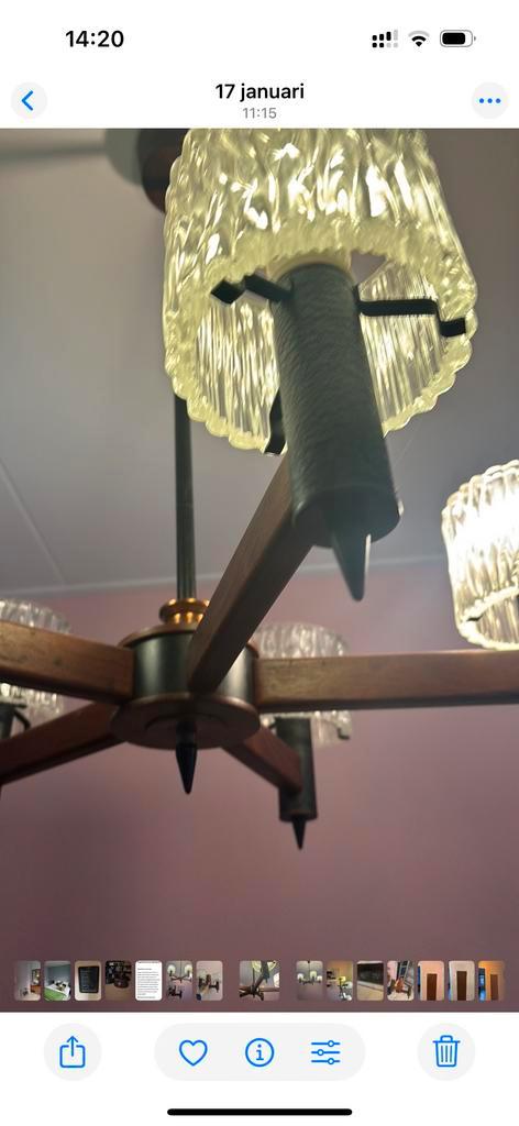 Vintage Design Lampen, Huis en Inrichting, Lampen | Hanglampen, Gebruikt, 50 tot 75 cm, Glas, Ophalen of Verzenden