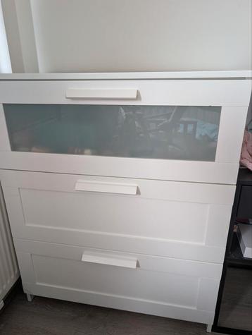 Ikea Ladekast 3 lades, wit/frosted glas, 78x95 c